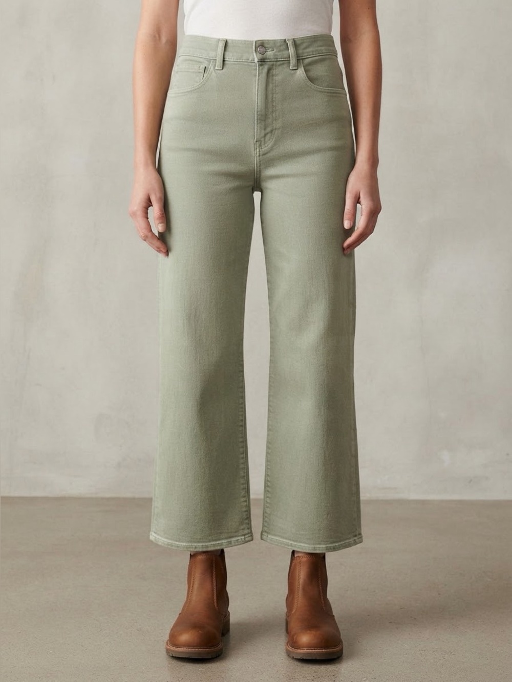 MADEWELL The Perfect Vintage Wide-Leg Crop Jean in Dusty Celadon Size 28